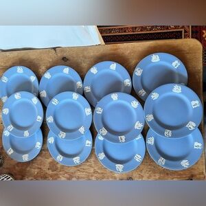Vintage Wedgwood Blue Jasperware Set of 12 6.5” plates Made in England